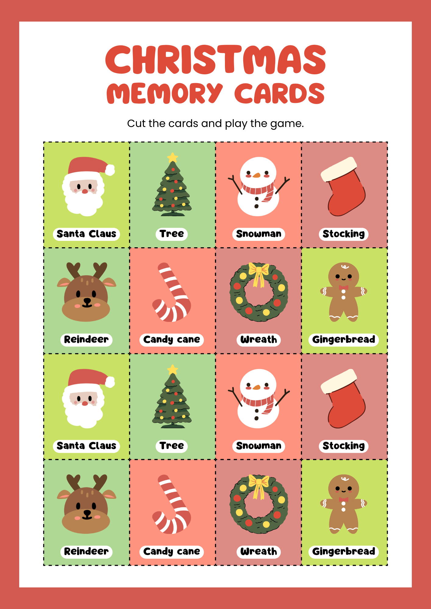 Christmas Memory Cards