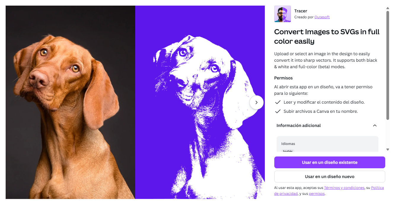 Captura de la app Tracer en Canva para docentes